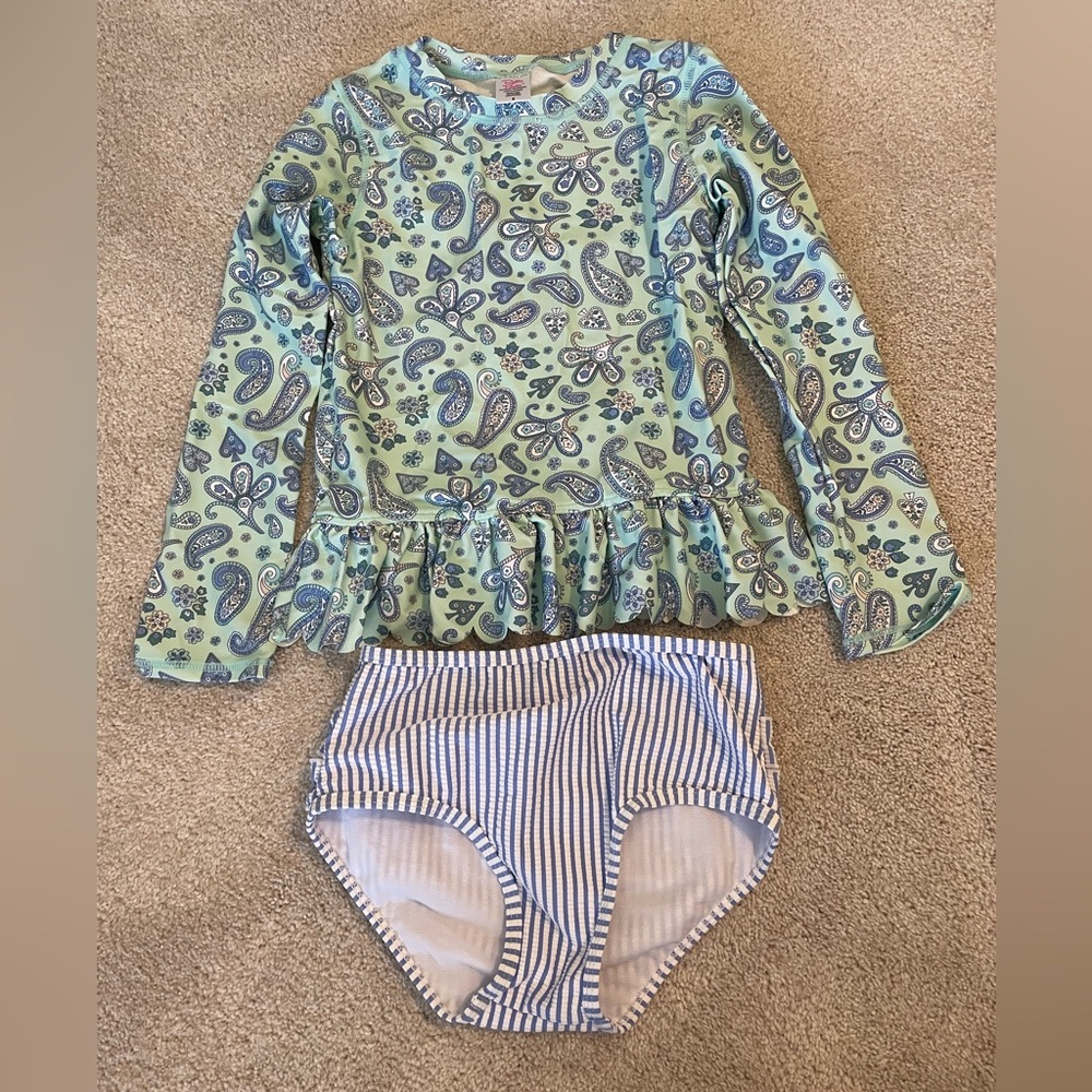 Ruffle Butts Paisley and Stripes Swim Set